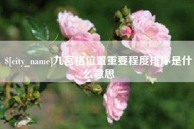 安达九宫格位置重要程度排序是什么意思